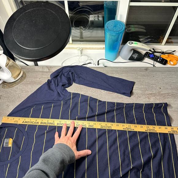 Icebreaker Men's Merino 200 Long Sleeve Shirt Base Layer Blue Yellow Stripe XL - Picture 7 of 8